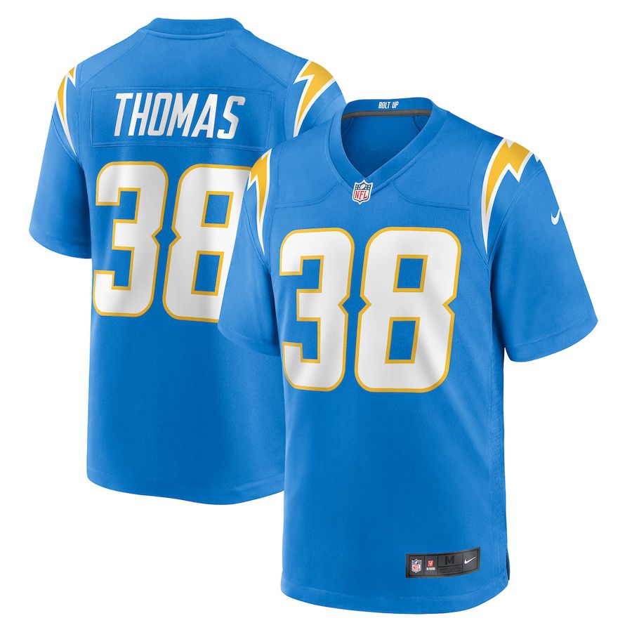 Men Los Angeles Chargers #38 Kiondre Thomas Nike Powder Blue Game NFL Jersey